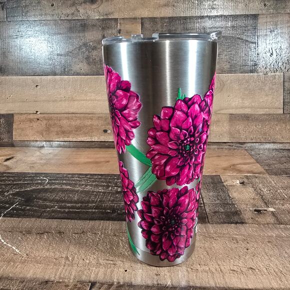 Tervis Painted Dahlias Stainless Steel Tumbler 30 oz - Picture 2 of 7